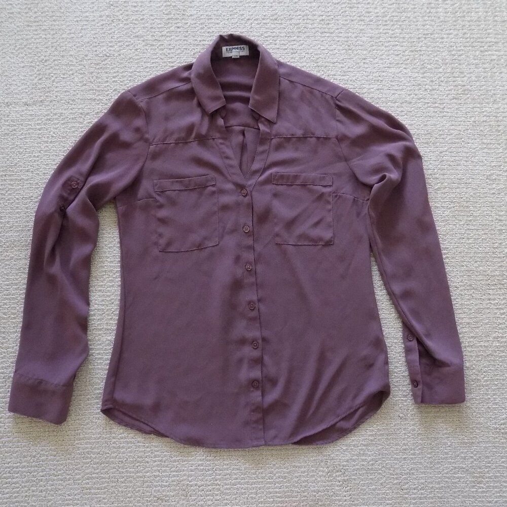 EXPRESS PORTOFINO WOMENS COLLARED BUTTON DOWN WORK SHIRT BLOUSE